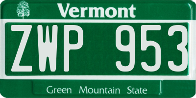 VT license plate ZWP953