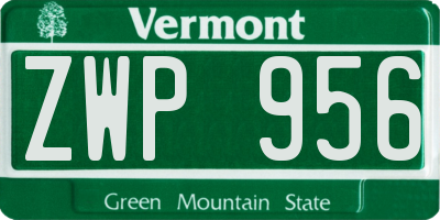 VT license plate ZWP956