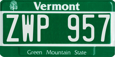 VT license plate ZWP957