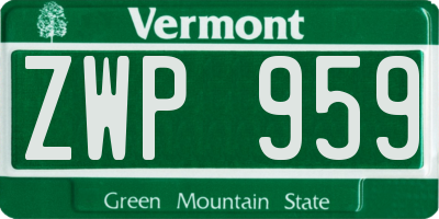 VT license plate ZWP959