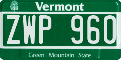 VT license plate ZWP960