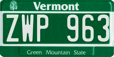 VT license plate ZWP963