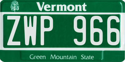 VT license plate ZWP966