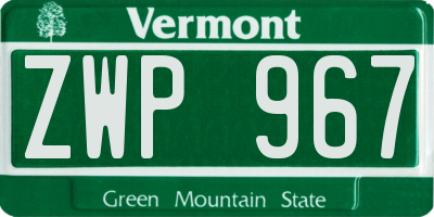 VT license plate ZWP967