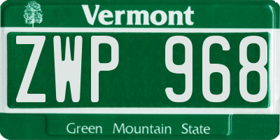 VT license plate ZWP968