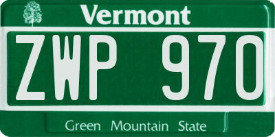 VT license plate ZWP970