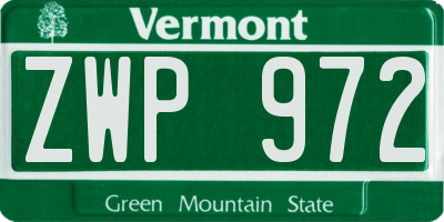 VT license plate ZWP972