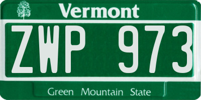 VT license plate ZWP973