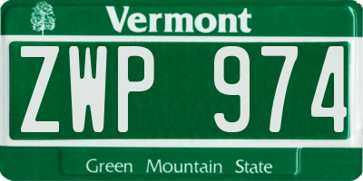 VT license plate ZWP974