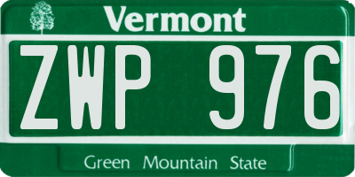 VT license plate ZWP976