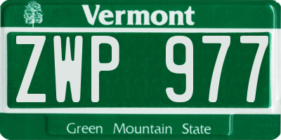 VT license plate ZWP977