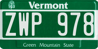 VT license plate ZWP978