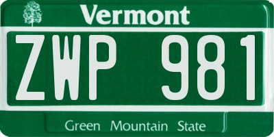 VT license plate ZWP981