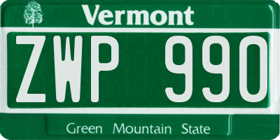 VT license plate ZWP990
