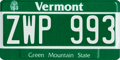 VT license plate ZWP993