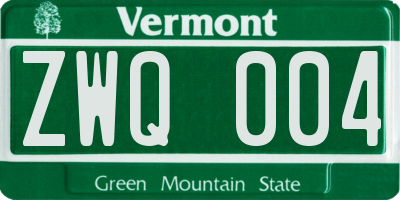 VT license plate ZWQ004