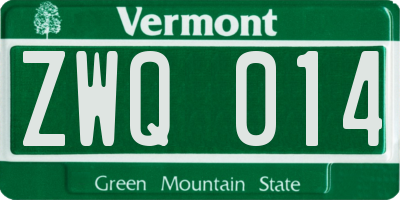 VT license plate ZWQ014