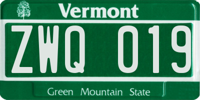 VT license plate ZWQ019