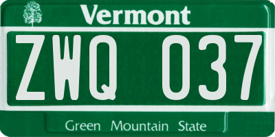 VT license plate ZWQ037