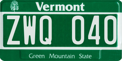 VT license plate ZWQ040