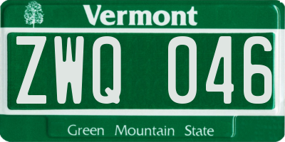 VT license plate ZWQ046
