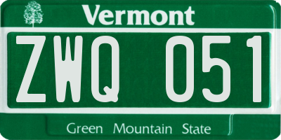 VT license plate ZWQ051