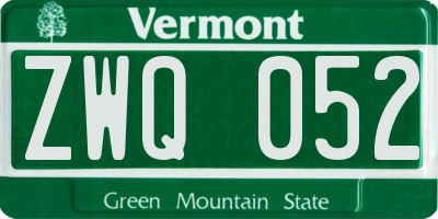 VT license plate ZWQ052