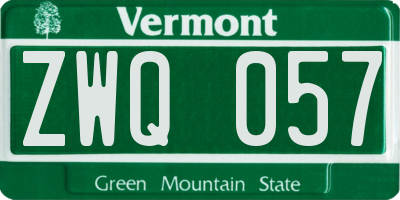VT license plate ZWQ057
