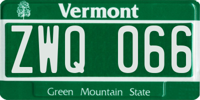VT license plate ZWQ066