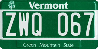VT license plate ZWQ067