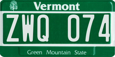 VT license plate ZWQ074