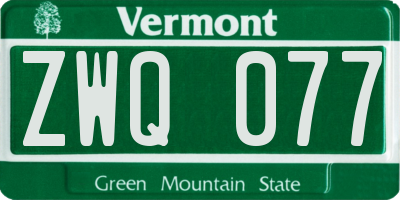 VT license plate ZWQ077