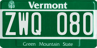 VT license plate ZWQ080