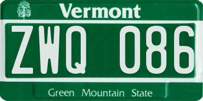 VT license plate ZWQ086