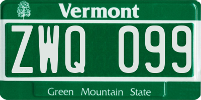 VT license plate ZWQ099