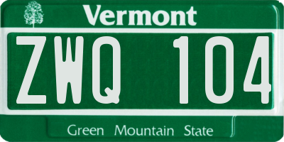 VT license plate ZWQ104