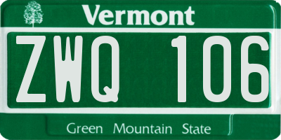 VT license plate ZWQ106
