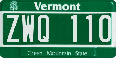 VT license plate ZWQ110