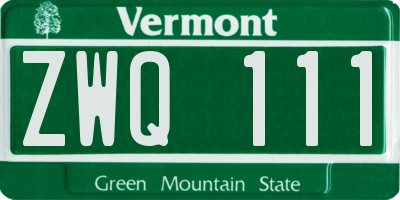 VT license plate ZWQ111