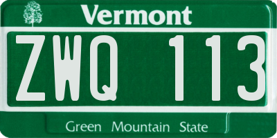 VT license plate ZWQ113