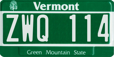 VT license plate ZWQ114
