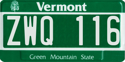 VT license plate ZWQ116
