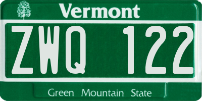 VT license plate ZWQ122
