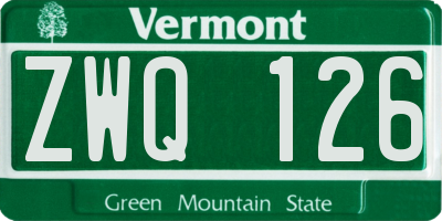VT license plate ZWQ126