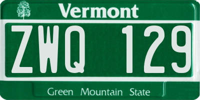 VT license plate ZWQ129