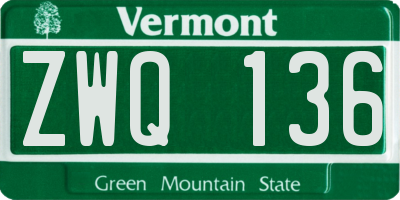VT license plate ZWQ136
