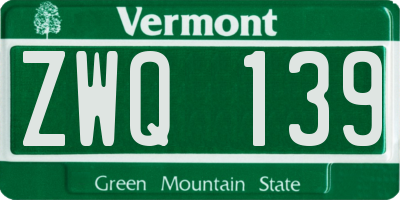 VT license plate ZWQ139
