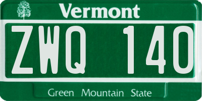 VT license plate ZWQ140