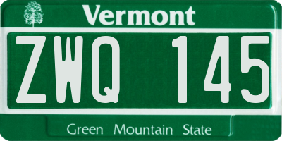 VT license plate ZWQ145