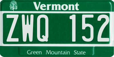 VT license plate ZWQ152